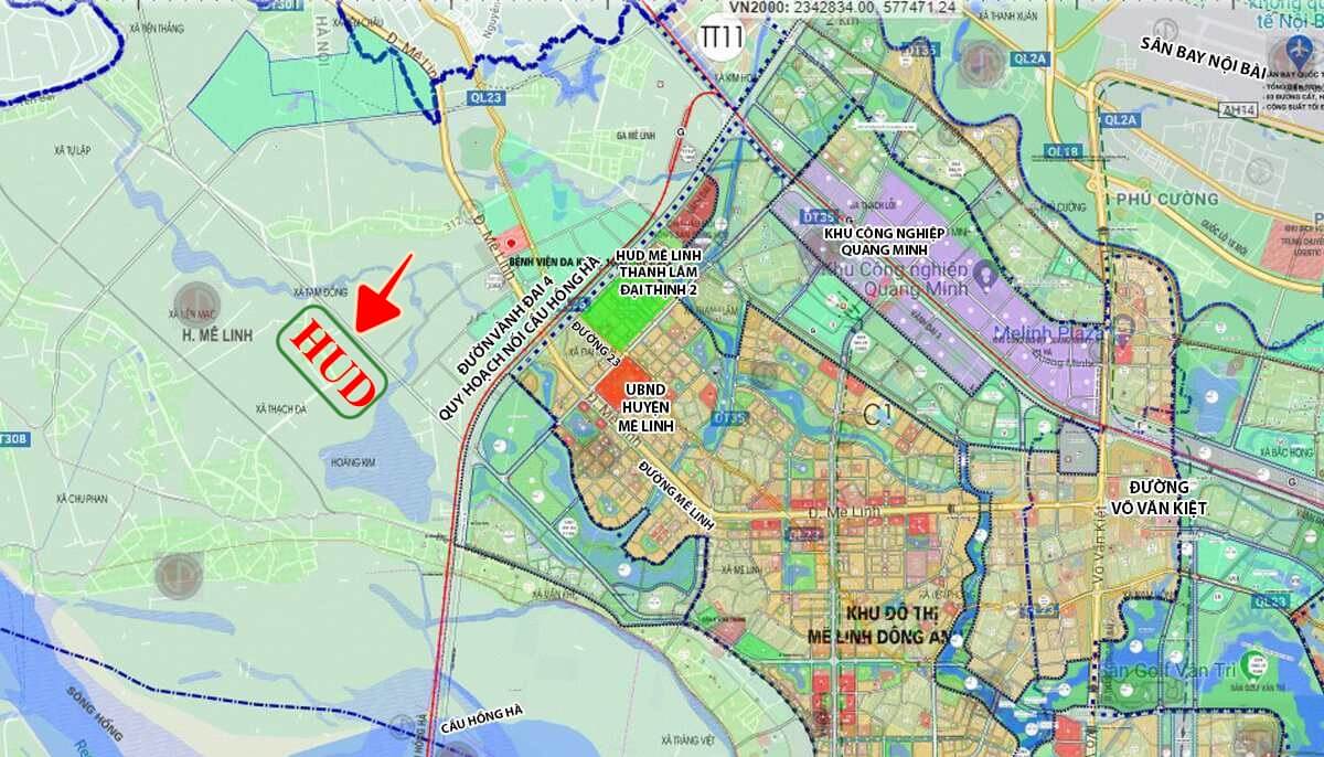Vị trí dự án HUD Mê Linh
